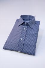 Camicia Uomo Blu – Riga Bianca a Bastoncino – Colletto Italiano - immagine 2