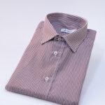 Camicia Uomo Marrone a Bastoncino Bianco – Colletto Italiano