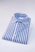Camicia Uomo Bianca con Riga Blu – Collo Francese - immagine 2