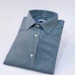 Camicia Uomo Verde a Righe Bianche – Colletto Francese