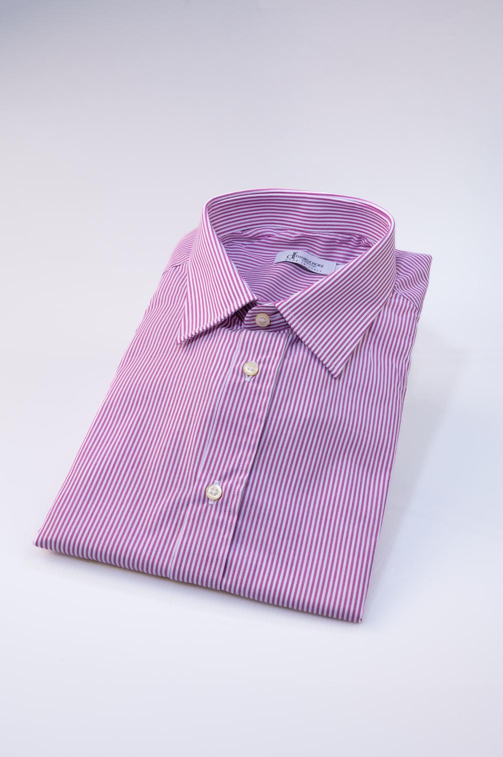 MAR_2220 Camicia Uomo Glicine a Righe Bianche – Colletto Italiano - immagine 1
