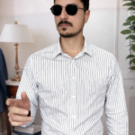 Camicia Uomo Bianca a Righe Nere – Colletto Italiano