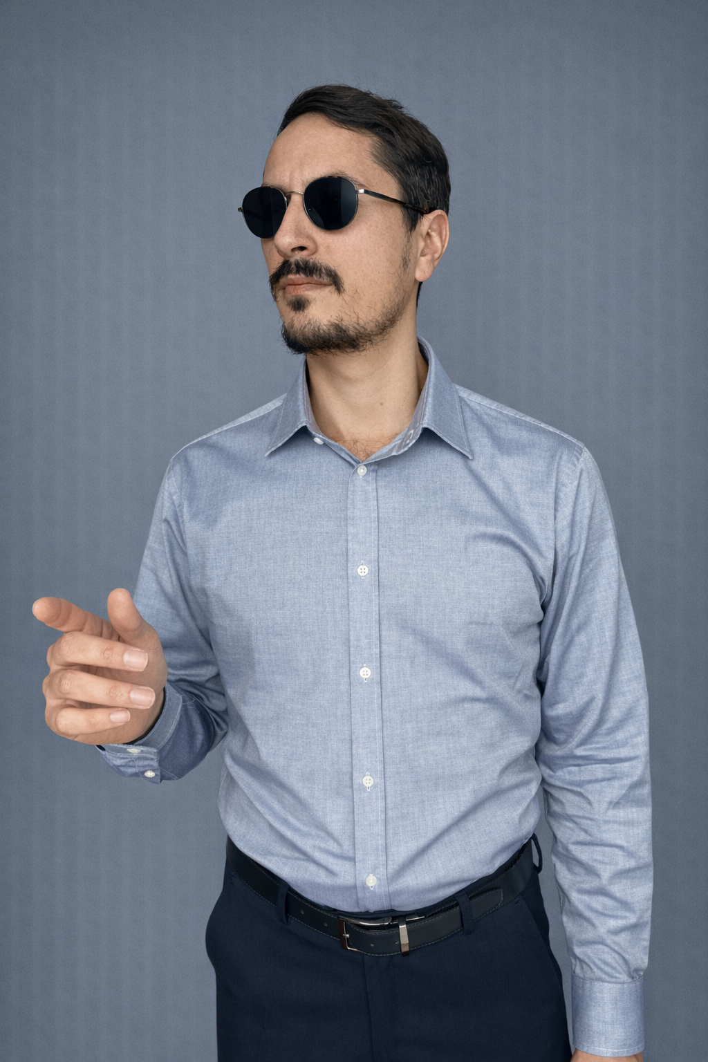 37f5a66e-eca8-4e47-b542-08ad3eb76a1c Camicia Uomo Azzurro jeans - Colletto Italiano - immagine 1