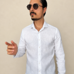 Camicia Bianca in Puro Lino – Collo Semiaperto Francese