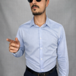 Camicia Uomo Azzurra Fil a Fil con Collo Italiano